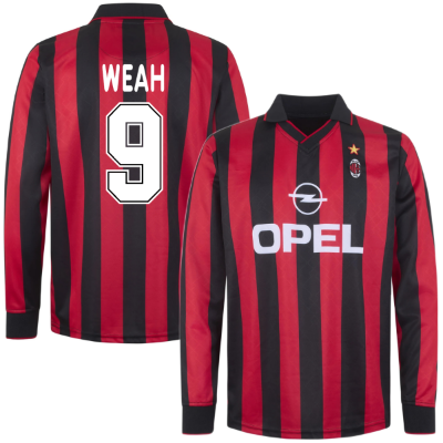 AC Milan Retro Voetbalshirt 1995-1996 (Lange Mouwen) + Weah 9