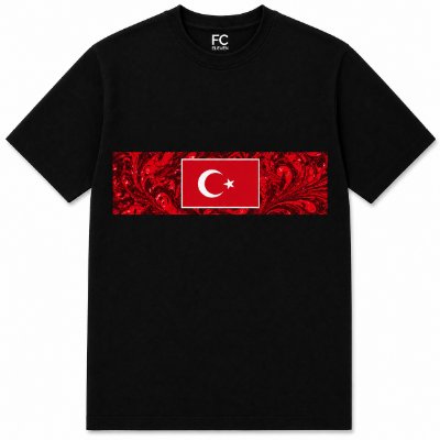 FC ELEVEN - Turkije Ebru Banner Heavyweight T-Shirt - Zwart