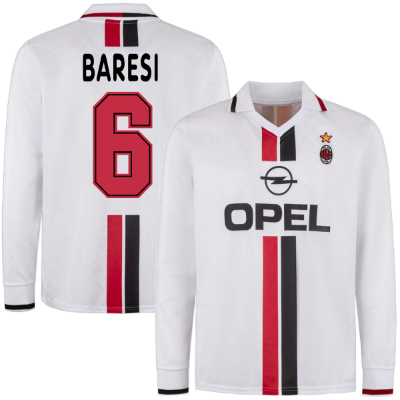 AC Milan Retro Shirt Uit 1995-1996 (Lange Mouwen) + Baresi 6