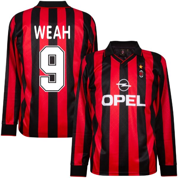 Afbeeldingen van AC Milan Retro Voetbalshirt 1995-1996 (Lange Mouwen) + Weah 9